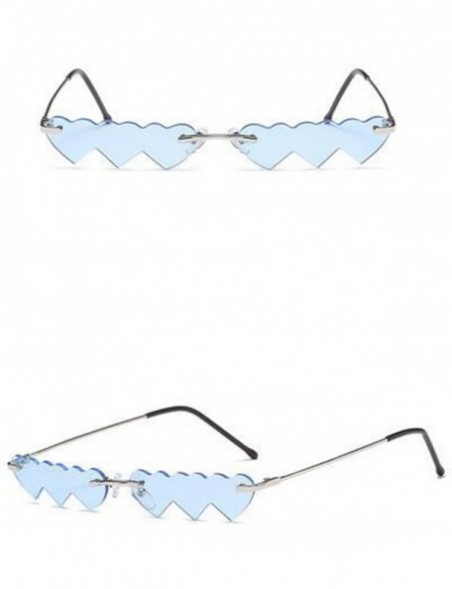 Rimless Fashion RimlessHeart Sunglasses ladies Lovely Fashion Driving Small Eyewear - Blue - CO1906OQ6O0 $7.00