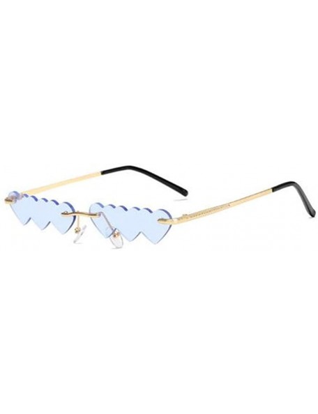 Rimless Fashion RimlessHeart Sunglasses ladies Lovely Fashion Driving Small Eyewear - Blue - CO1906OQ6O0 $7.00