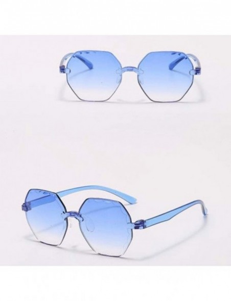 Square Frameless Multilateral Shaped Sunglasses One Piece Candy Colorful Unisex Polarized Sunglasses - Sky Blue - CA19062CMCN...