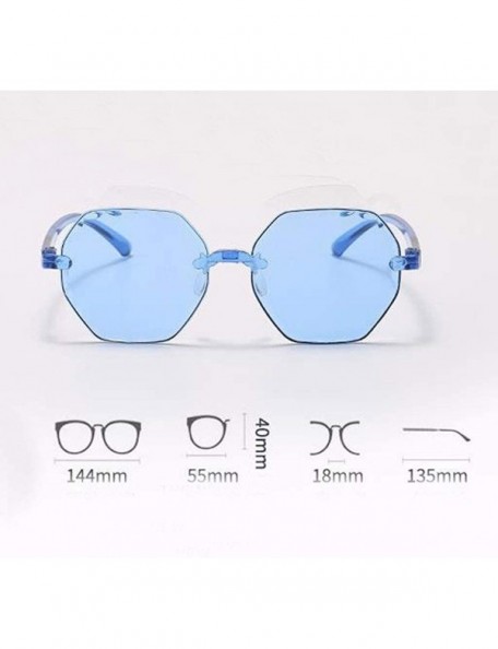 Square Frameless Multilateral Shaped Sunglasses One Piece Candy Colorful Unisex Polarized Sunglasses - Sky Blue - CA19062CMCN...