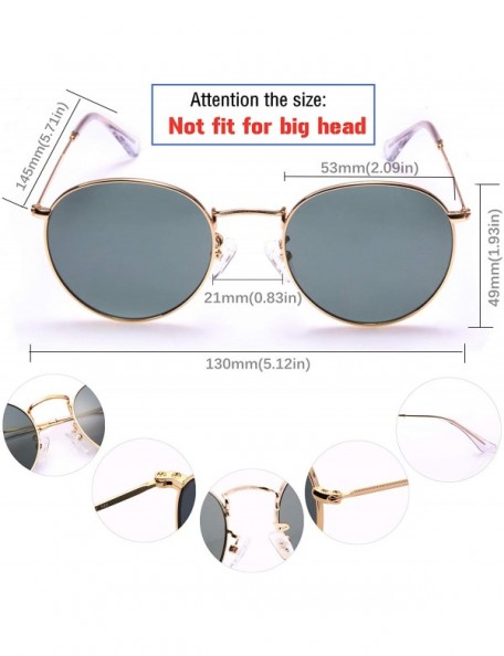 Round Sunglasses Classic Circle Glasses Shades - G15 Green Glass Lens/Gold Frame - C2193WHRNE5 $21.72