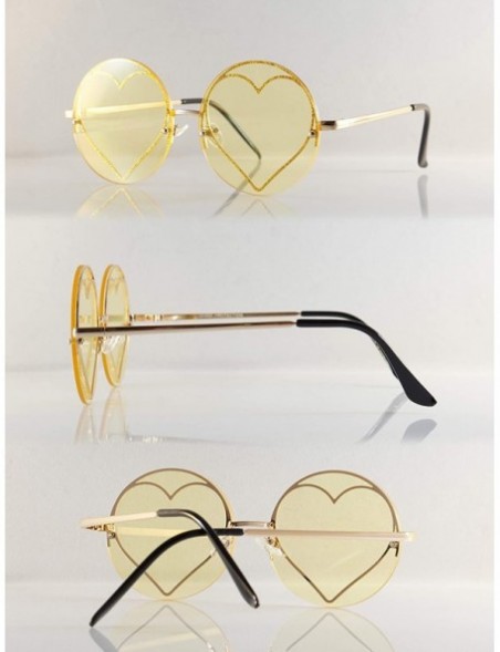 Wayfarer Women's Rimless Metal Tinted/Gradient Flat Lens Heart Sunglasses A024 - (A270) Yellow - CI18RNQ0RDA $10.48