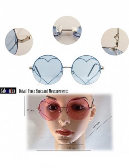 Wayfarer Women's Rimless Metal Tinted/Gradient Flat Lens Heart Sunglasses A024 - (A270) Yellow - CI18RNQ0RDA $10.48