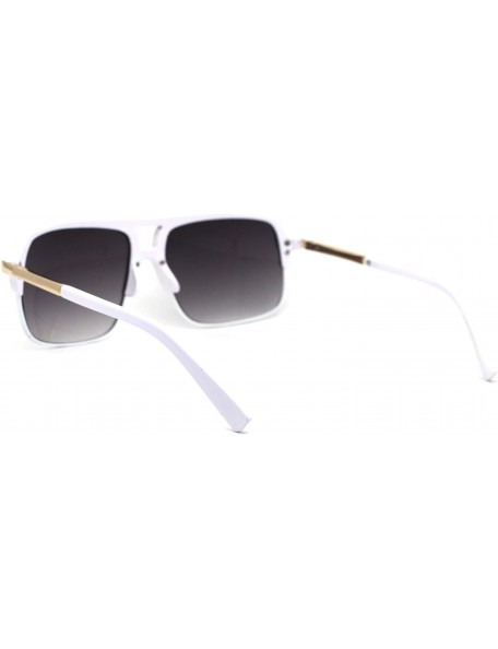 Rectangular Unisex Half Rim Plastic Racer Mobster Sunglasses - White Smoke - CO195KHCRQ3 $14.95