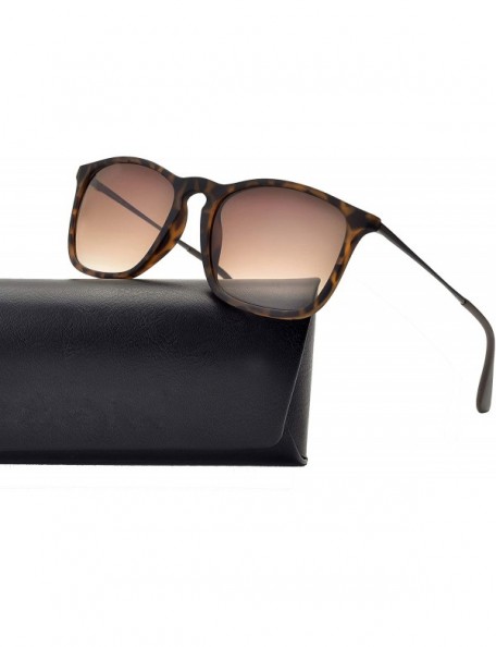 Square Sunglasses Resistant Lightweight Rectangular Protection - Tortoise/Gradient Brown - CL18K0AQ0LO $9.59