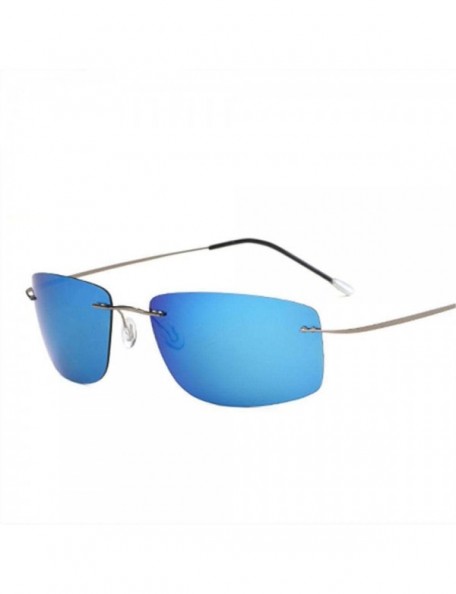 Oversized Titanium Rimless Sunglasses Polarized Men Super Thin Frameless Sun Black - Black - CU18XE0W3HK $17.45