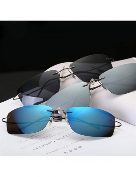 Oversized Titanium Rimless Sunglasses Polarized Men Super Thin Frameless Sun Black - Black - CU18XE0W3HK $17.45