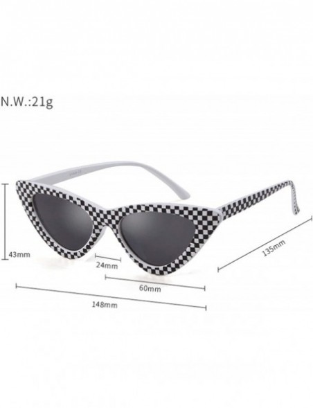 Cat Eye Cat Eye Sunglasses Women 90S Retro Vintage Small Frame Checkered Sun Glasses Black Red Pink Shades S031 - C21 - CI197...