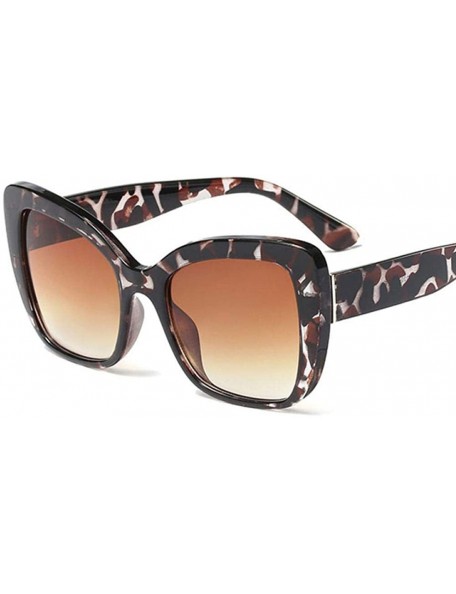 Aviator Big Frame Cat Eye Sunglasses Men Women Fashion Shades UV400 C7 Leopard Tea - C2 Flower Red - CP18YZW8ANH $14.02