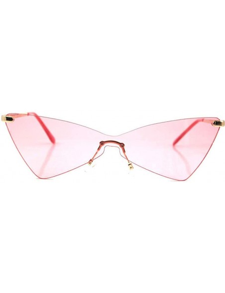 Goggle Metallic Cat Eye Rimless Sunglasses - Pink - CW18Y255NSU $29.73