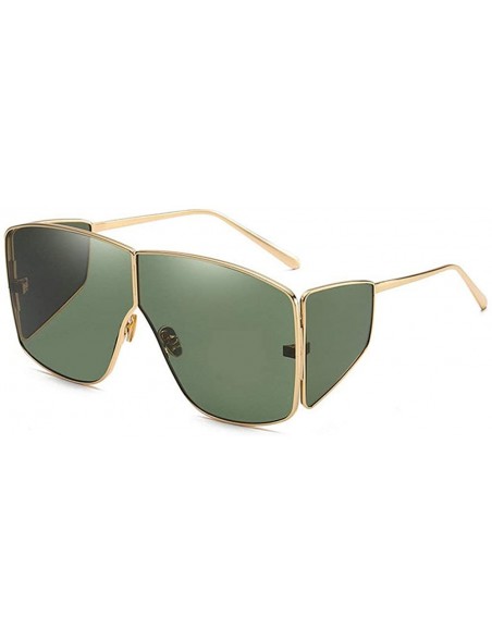 Oversized 2019 new fashion retro personality big box metal brand designer women's sunglasses - Green - C618U5Y0MY3 $10.82