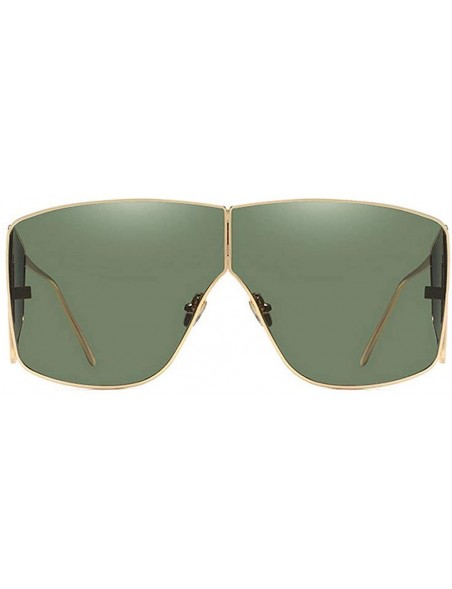 Oversized 2019 new fashion retro personality big box metal brand designer women's sunglasses - Green - C618U5Y0MY3 $10.82