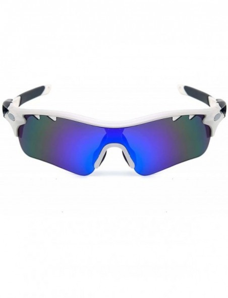 Sport Polarized Sunglasses Cycling Interchangeable Baseball - White - CB1960HC2KE $14.37