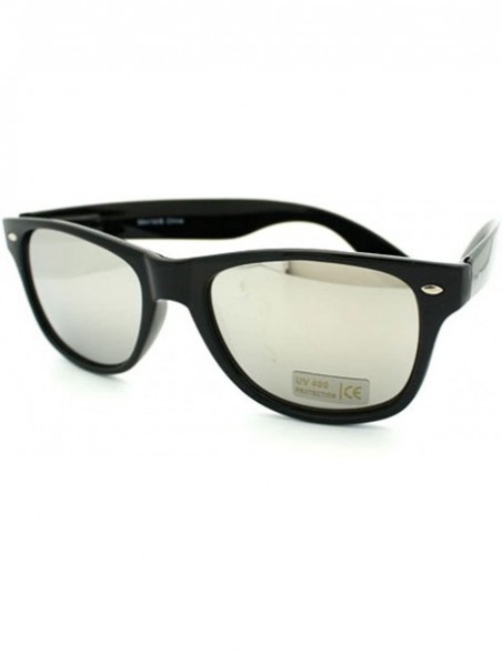 Wayfarer Mirror Lens Sunglasses Classic Square Old School Vintage Frame - Black - CF11CR5SKKZ $10.81