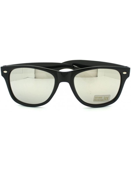 Wayfarer Mirror Lens Sunglasses Classic Square Old School Vintage Frame - Black - CF11CR5SKKZ $10.81