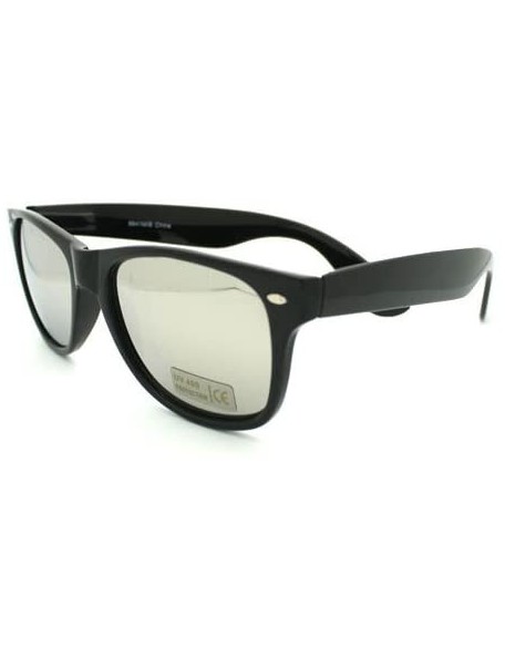 Wayfarer Mirror Lens Sunglasses Classic Square Old School Vintage Frame - Black - CF11CR5SKKZ $10.81