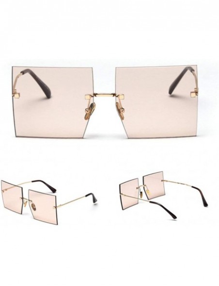 Square 2019 New Fashion Rimless oversized Square Sunglasses Women Sunshade glasses UV protection - Light Brown C20 - C518ZZ43...