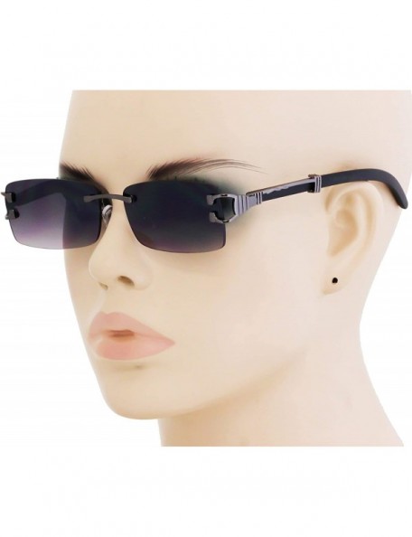 Rimless Mens Fashion Gold Stylish Glasses Clear Lens Rectangular Retro Rimless Tinted Sunglasses for Women - C518Z4YS04W $10.61