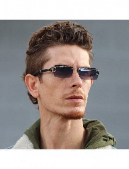 Rimless Mens Fashion Gold Stylish Glasses Clear Lens Rectangular Retro Rimless Tinted Sunglasses for Women - C518Z4YS04W $10.61