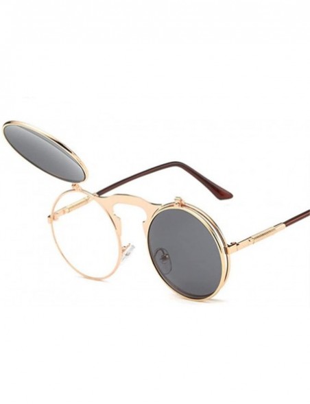 Aviator Steampunk Gothic Sunglasses Men Women Round Designer Silver Blue As Picture - Silver Gray - CV18XE02R4L $11.27