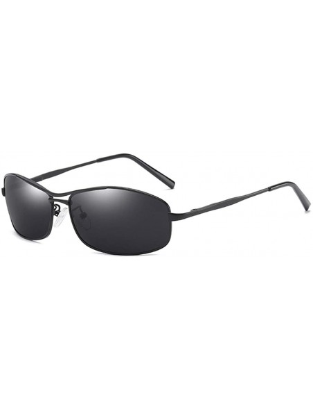 Square Polarized Sunglasses for Men Women Metal Frame UV Protection - Black&grey - CP18A5Y5MLC $17.94