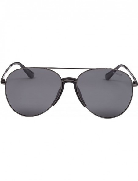 Square Unisex Mens Womens Polarised Aviator Sunglasses 80s Retro Celebrity Shades - Dark Grey - Black - C718EICG620 $30.64