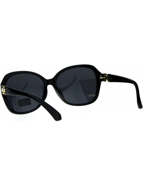 Butterfly Womens Designer Diva Oversize Jewel Bling Hinge Butterfly Sunglasses - All Black - CS18CC80ZGY $13.61