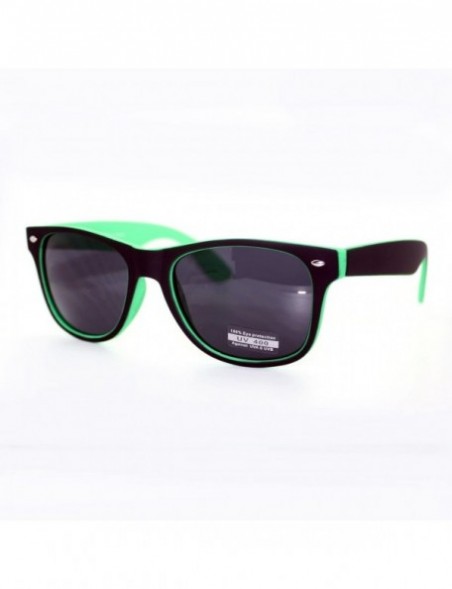 Square Unisex Classic Square Sunglasses Soft Matted Spring Hinge Frame - Black Green - C211WNTOFZT $12.31