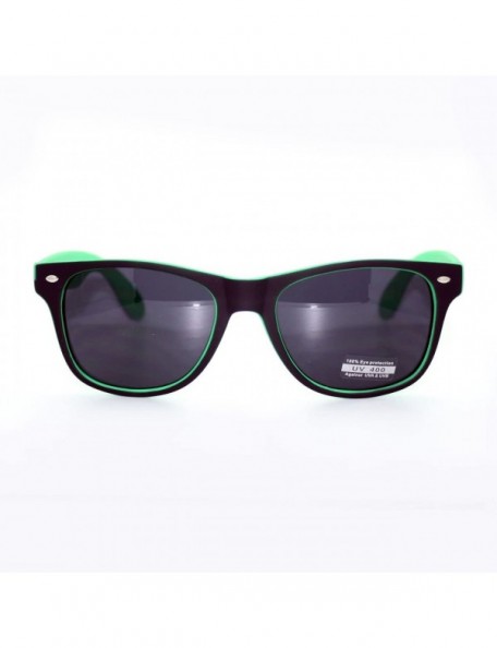 Square Unisex Classic Square Sunglasses Soft Matted Spring Hinge Frame - Black Green - C211WNTOFZT $12.31