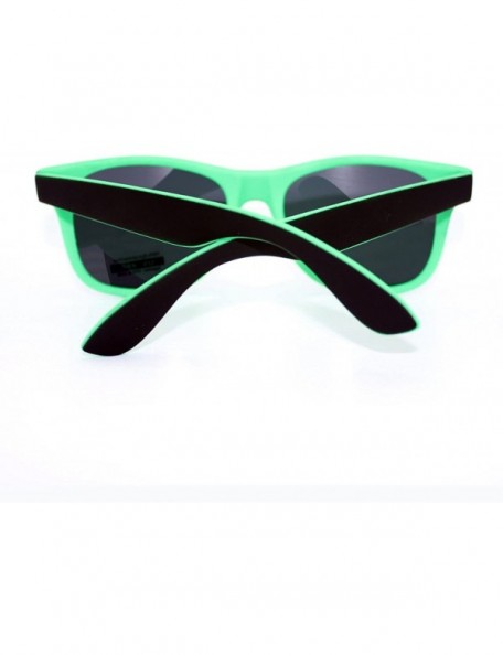 Square Unisex Classic Square Sunglasses Soft Matted Spring Hinge Frame - Black Green - C211WNTOFZT $12.31