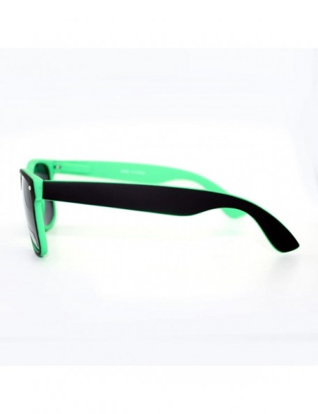 Square Unisex Classic Square Sunglasses Soft Matted Spring Hinge Frame - Black Green - C211WNTOFZT $12.31