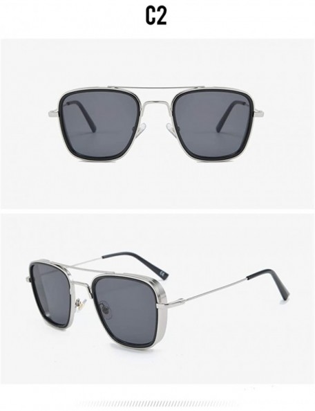 Aviator Square Frame Sunglasses Trendy Glasses for Women Superstar - Silvergrey - CT18AY2C4U7 $10.31