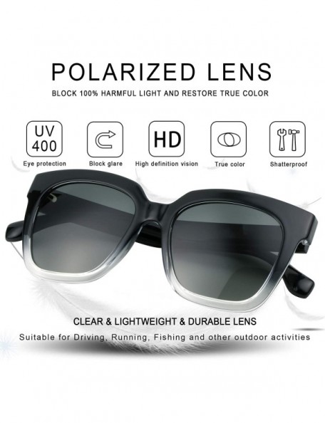 Square Oversize Polarized Sunglasses-UV400 Protection-Retro for Men/Women - Anne - C818ZX920AH $22.69