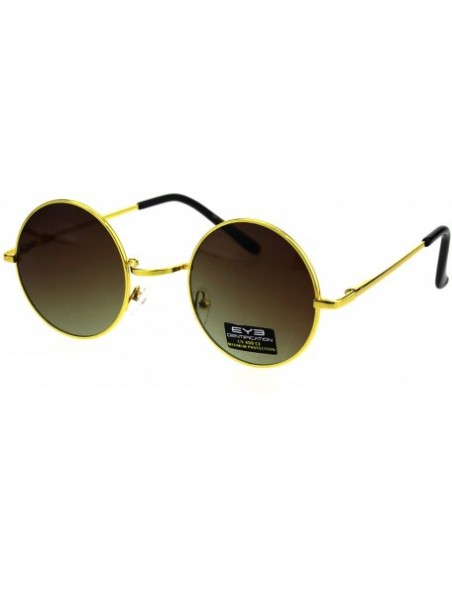 Round Hippie Pimp Daddy Oceanic Gradient Circle Lens Gold Round Metal Rim Sunglasses - Brown Smoke - CS18GO7TDTI $12.51