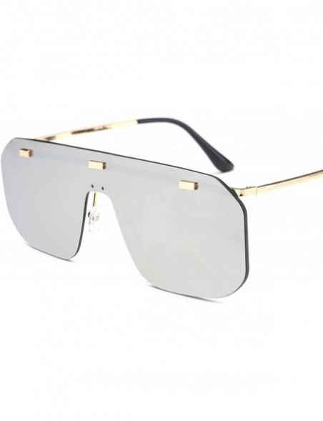 Oversized Classic style Frame less Sunglasses for Unisex PC Resin UV 400 Protection Sunglasses - Silver - CK18SZU2YGX $16.40