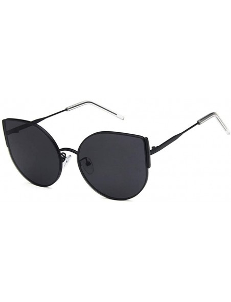 Oval Unisex Sunglasses Retro Black Red Grey Drive Holiday Oval Non-Polarized UV400 - Black Grey - CD18RH6S2N2 $8.09