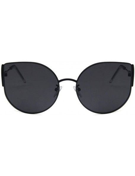 Oval Unisex Sunglasses Retro Black Red Grey Drive Holiday Oval Non-Polarized UV400 - Black Grey - CD18RH6S2N2 $8.09