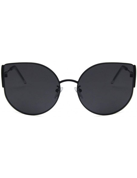 Oval Unisex Sunglasses Retro Black Red Grey Drive Holiday Oval Non-Polarized UV400 - Black Grey - CD18RH6S2N2 $8.09