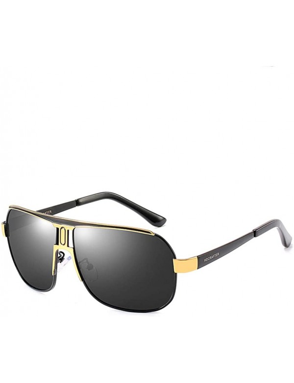 Square Fashion Retro Biker Fishing Polarized Sunglasses for Men 8743 - Gold - CT18ZUCGON5 $17.96