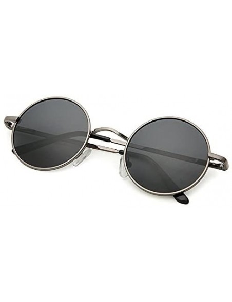 Round Classic Round Driving Polarized Glasses Retro Sunglasses for Men womens - Gray/Black - C218E3027ZX $12.69