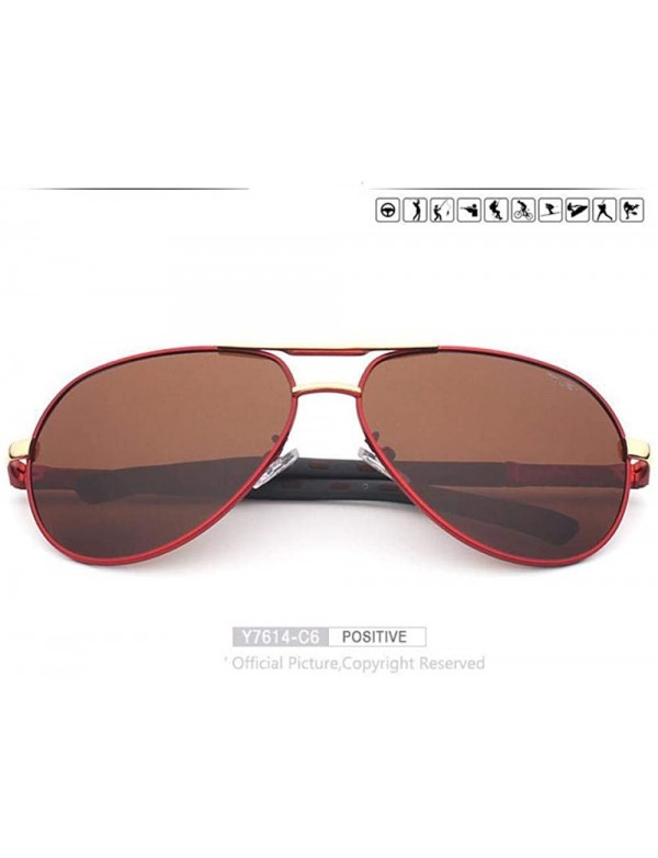 Oversized Men Sunglasses Aluminum Magnesium Polarized Pilot Glasses Fashion Y7614 C1 BOX - Y7614 C6 Box - CT18XDUT4TQ $17.13