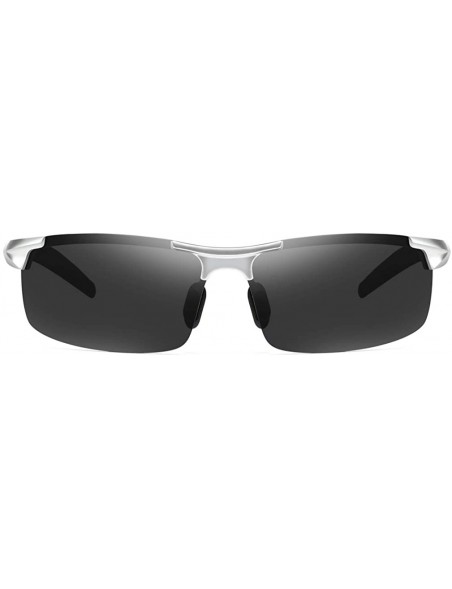 Goggle Mens Sports Polarized Sunglasses Al-Mg UV Protection Sunglasses for Men Driving Fishing - S1-silver/Black Grey - CP18Q...