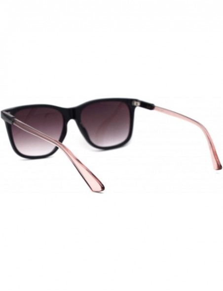 Rectangular Womens Horn Rim Boyfriend Plastic Rectangular Sunglasses - Purple Smoke - CC193MAGQCU $11.77