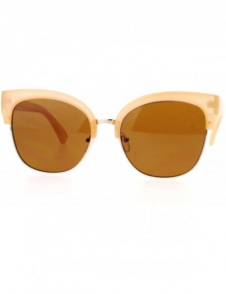 Square Designer Fashion Sunglasses Womens Oversized Square Flat Frame Bold Top - Peach (Brown) - C2188IDIEI9 $8.55