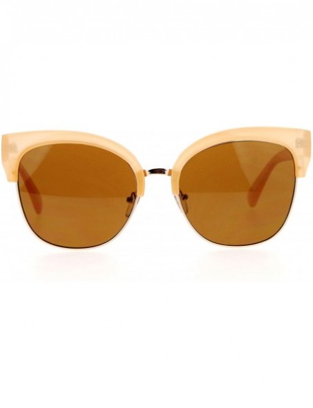 Square Designer Fashion Sunglasses Womens Oversized Square Flat Frame Bold Top - Peach (Brown) - C2188IDIEI9 $8.55