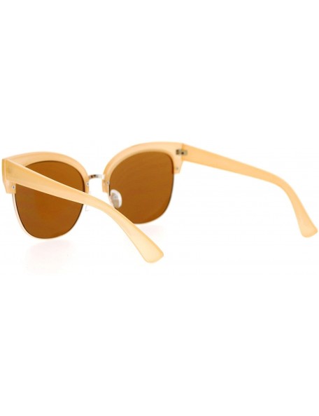 Square Designer Fashion Sunglasses Womens Oversized Square Flat Frame Bold Top - Peach (Brown) - C2188IDIEI9 $8.55