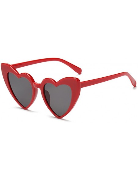 Oversized Love Heart Shaped Sunglasses for Women - Vintage Cat Eye Mod Style Retro Glasses - Red - C8189AKTGEL $11.88