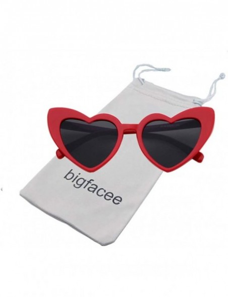 Oversized Love Heart Shaped Sunglasses for Women - Vintage Cat Eye Mod Style Retro Glasses - Red - C8189AKTGEL $11.88