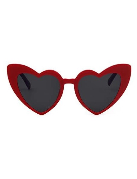 Oversized Love Heart Shaped Sunglasses for Women - Vintage Cat Eye Mod Style Retro Glasses - Red - C8189AKTGEL $11.88