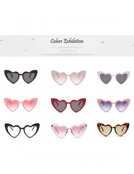 Oversized Love Heart Shaped Sunglasses for Women - Vintage Cat Eye Mod Style Retro Glasses - Red - C8189AKTGEL $11.88